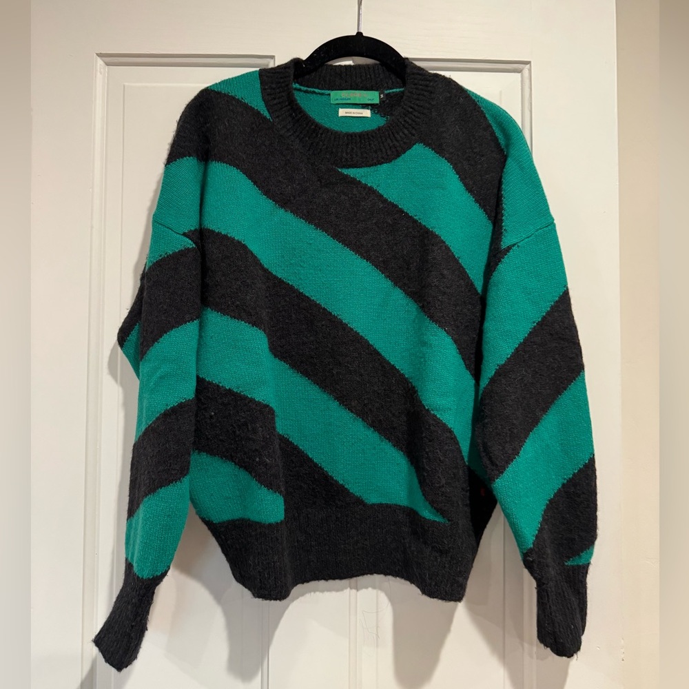 Clare V Black and Green wool  striped Sweater